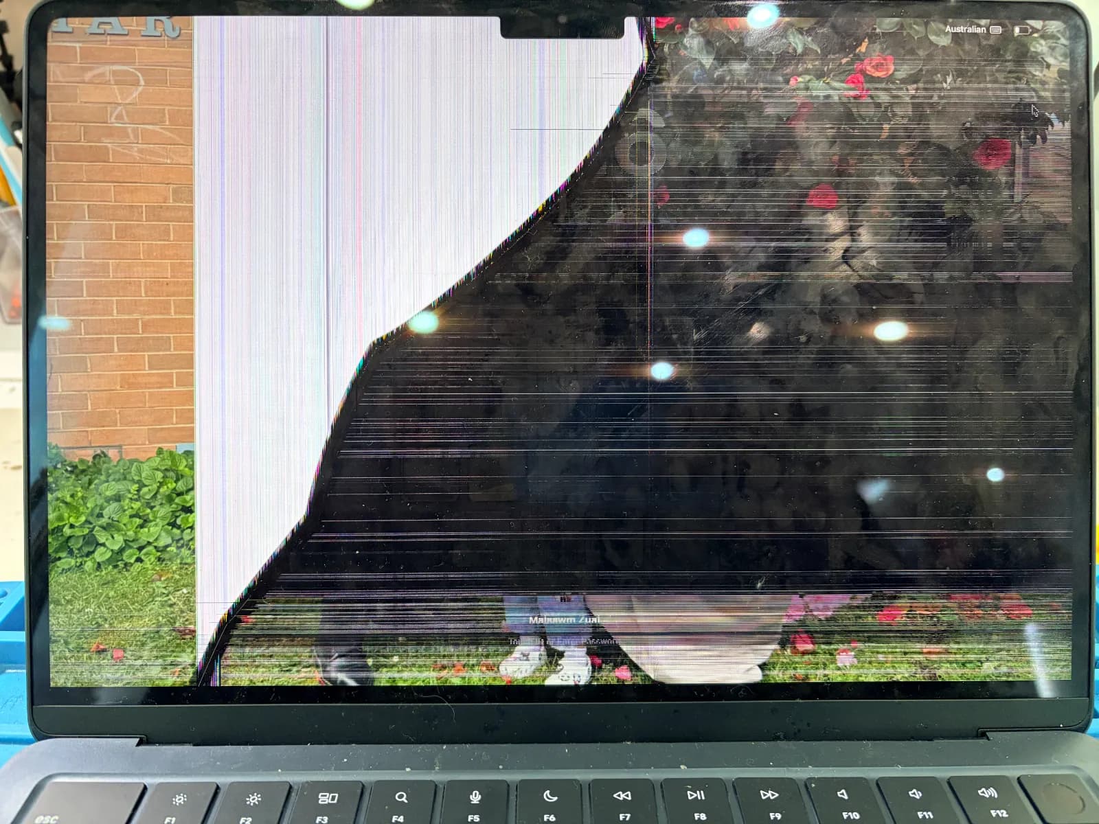 MacBook Air M2 13-inch screen replacement completed and display tested - before
